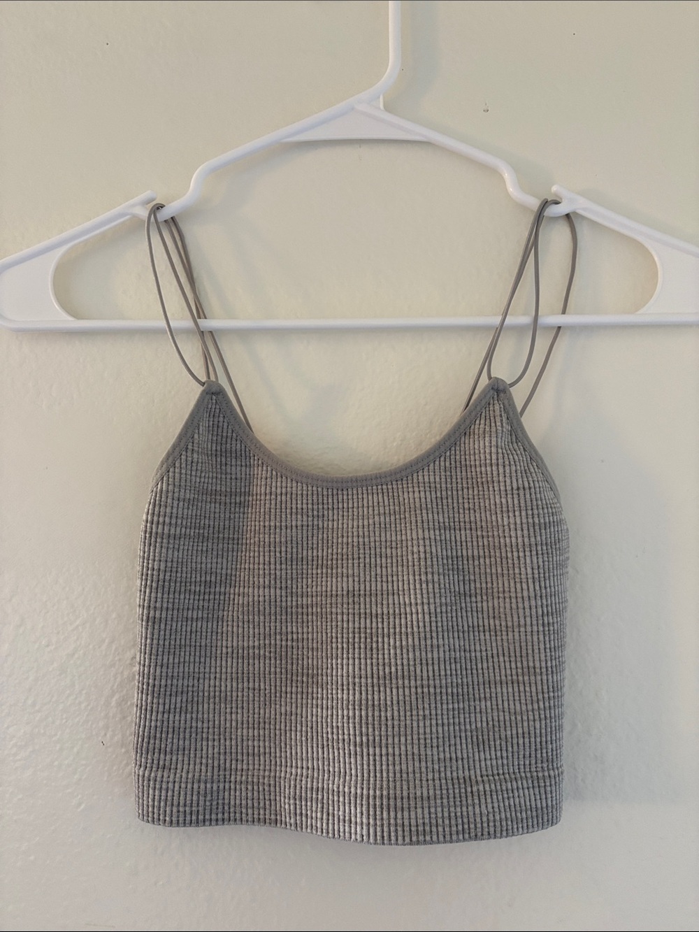 Forever 21 Gray Ribbed Double-Strap Crop Top